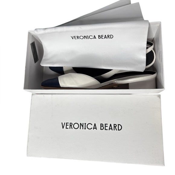 Veronica Beard Cecile Leather Cap-Toe Slingback Heels - Picture 8 of 11